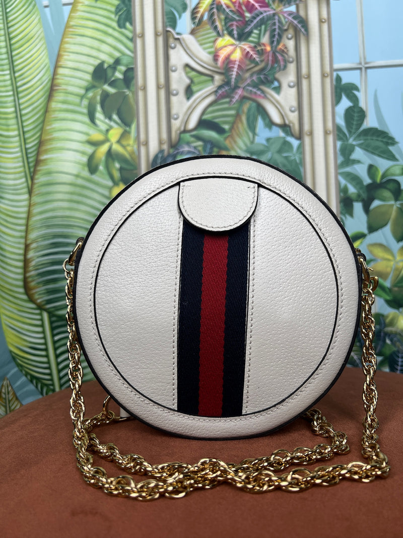 Gucci ophida round crossbody bag white