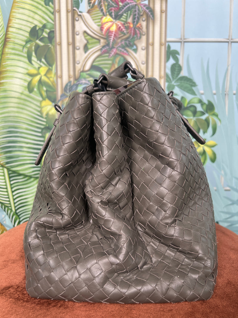 Bottega Veneta intrecciato roma bag grey