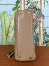 Chanel Quilted Caviar Medium Coco Handle Flap Beige Gold Hardware