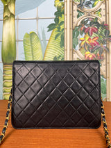 Chanel vintage single flap bag small lambskin black