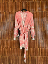 Amca cotton short kaftan corallium red