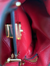 Fendi scarlet sage red mini peekaboo top handle bag