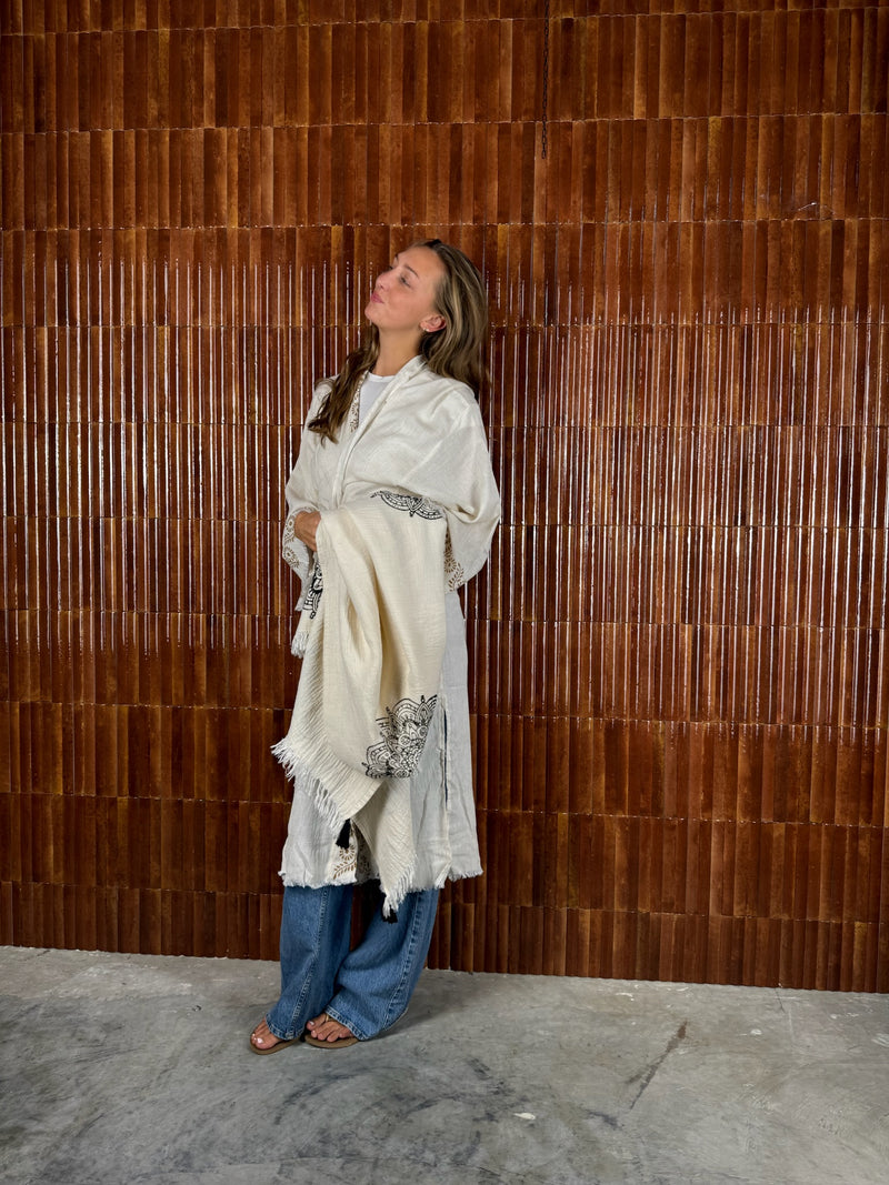 Amca linen mix kaftan bloom