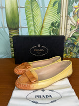 Prada flats yellow/orange patent leather