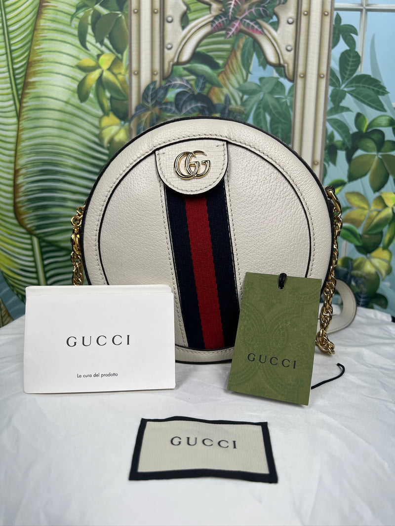 Gucci ophida round crossbody bag white