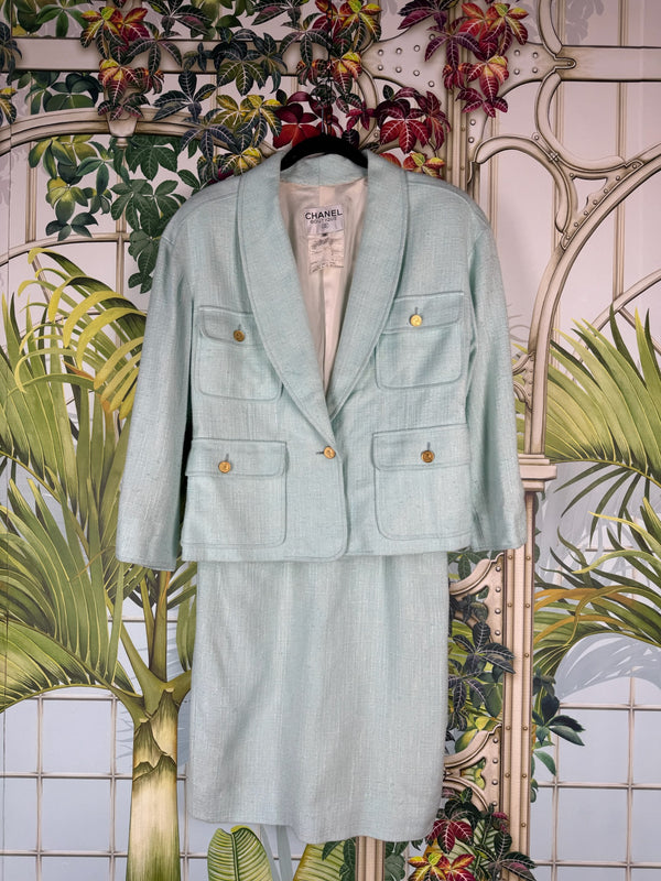 Chanel Vintage Tweed Set Light Blue