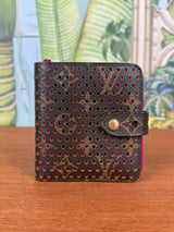 Louis Vuitton perforated compact zip wallet purple, brown