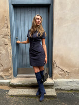 Christian Dior Double Liens Ceinture dress Bleu Marine