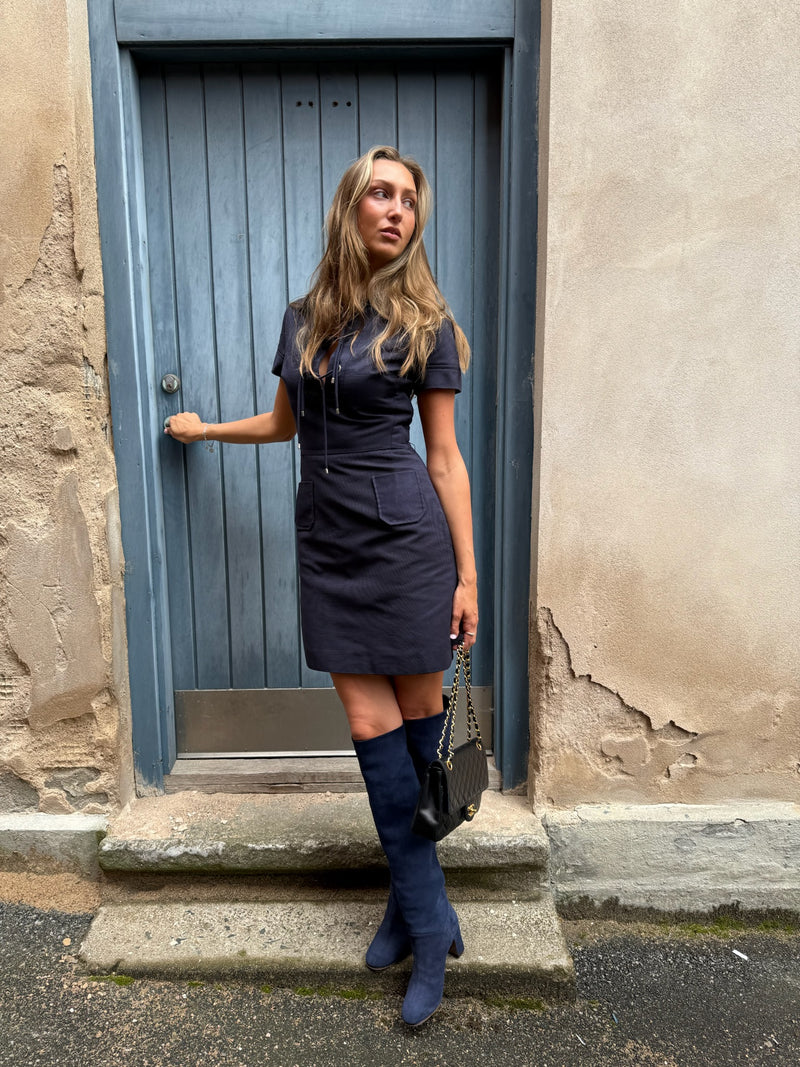 Christian Dior Double Liens Ceinture dress Bleu Marine