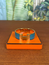 Hermès Clic Clac H Bracelet Bleu canard, gold