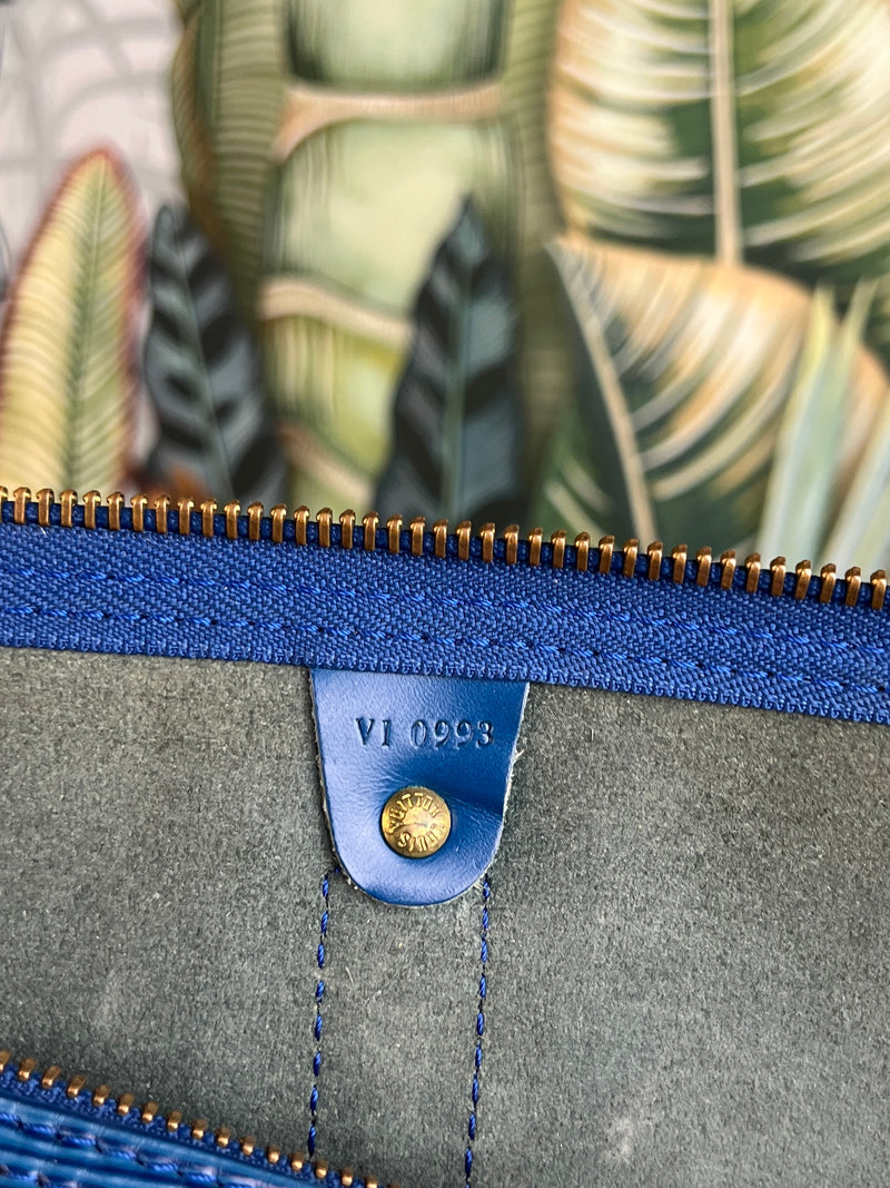 Louis Vuitton keepall 45 epi leather blue