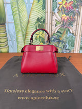 Fendi scarlet sage red mini peekaboo top handle bag