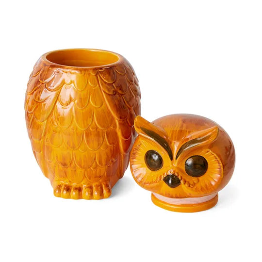 HK living ceramic owl jar orange