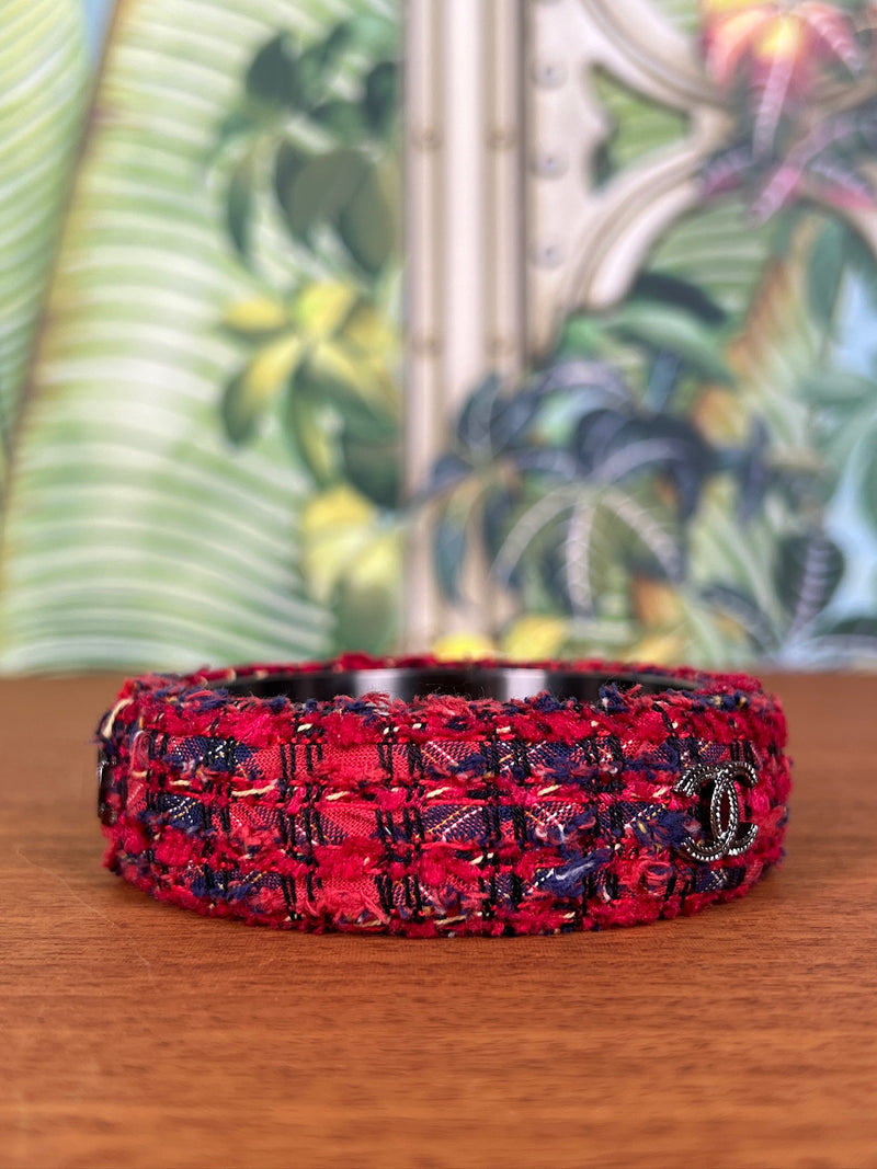 Chanel tweed bracelet red