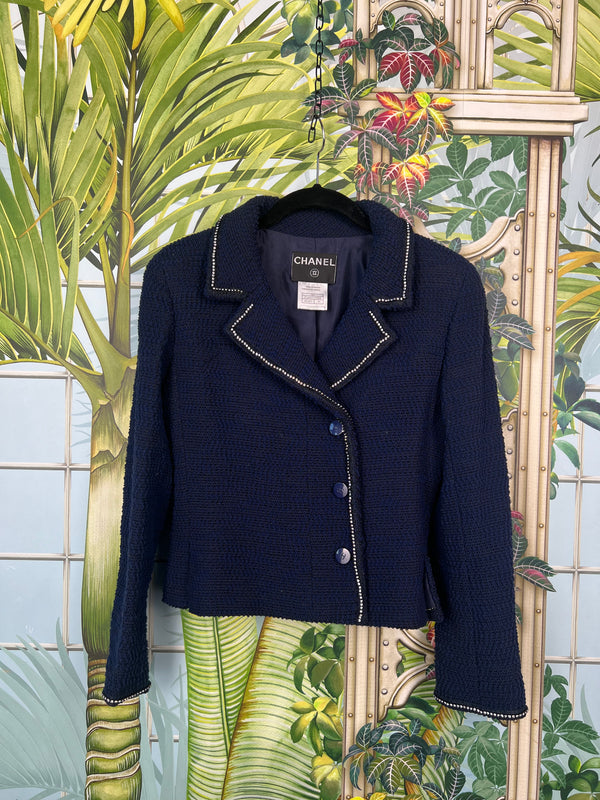 Chanel navy tweed set 2000s