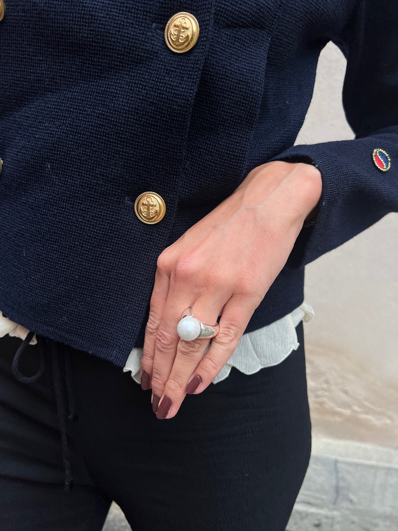 Thomas sabo silver large white pearl ring