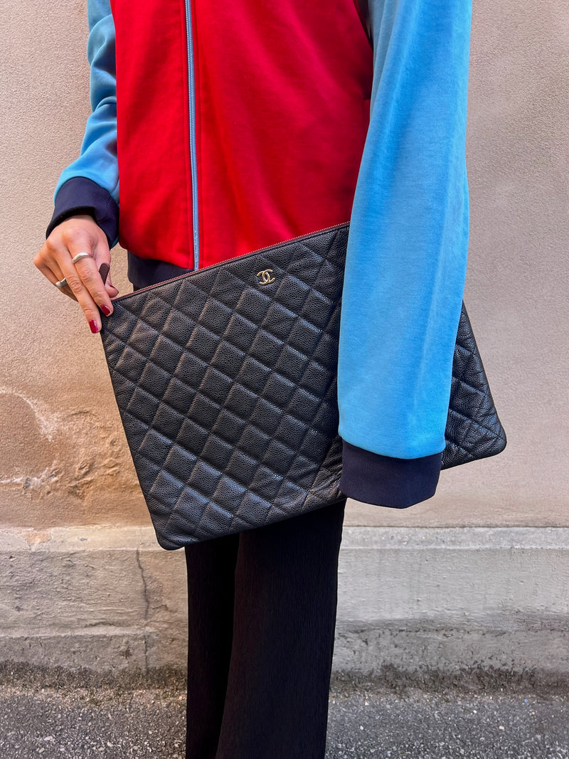 Chanel timeless clutch black caviar leather