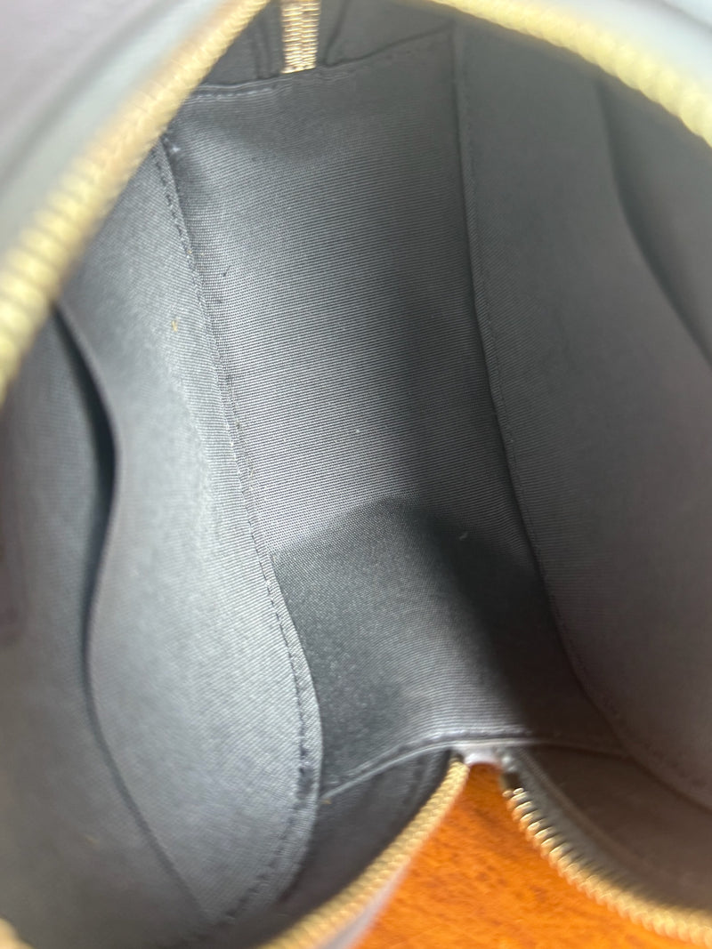 Chanel round quilted caviar leather bag grey