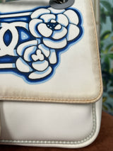 Chanel sports white camelia nylon flap bag