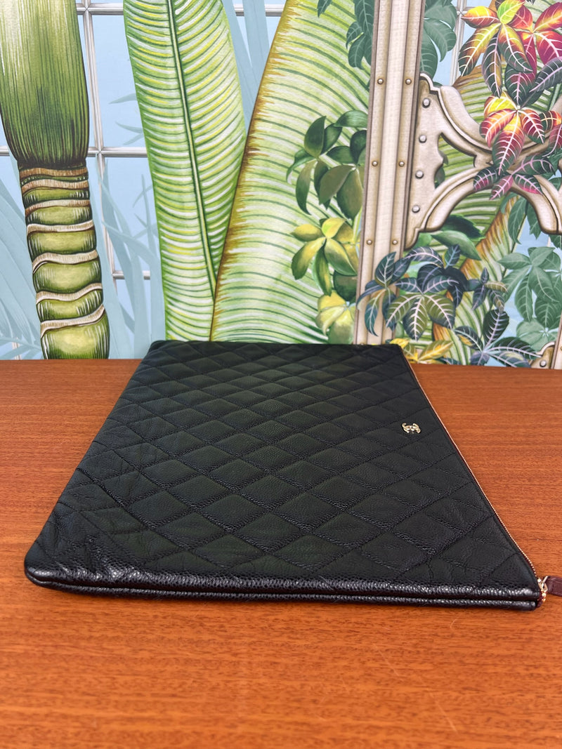 Chanel timeless clutch black caviar leather