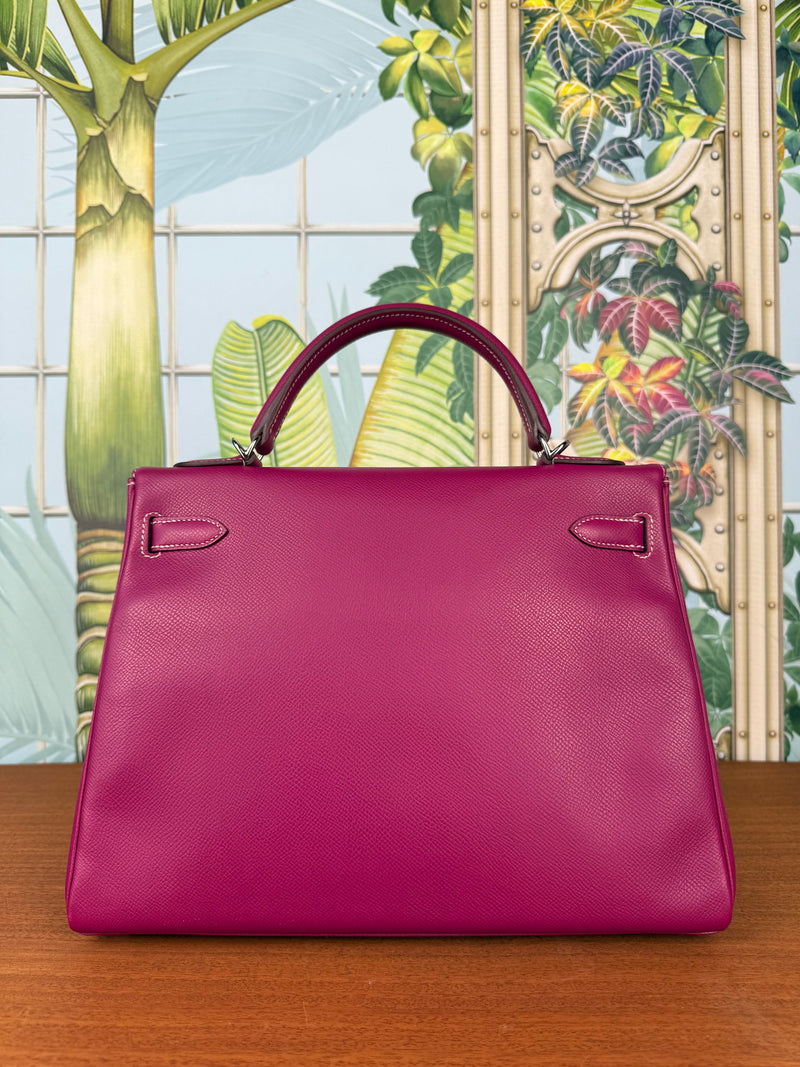 Hermès Kelly 32 Epsom Leather Retourne Tosca Candy with Palladium Hardware