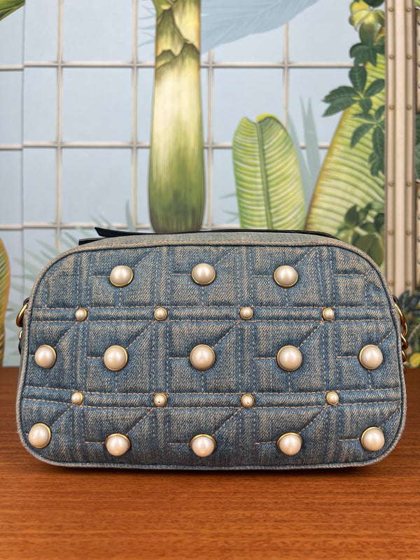 Gucci marmont Denim bag/pearls