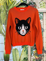 Orange set with cat and flower print