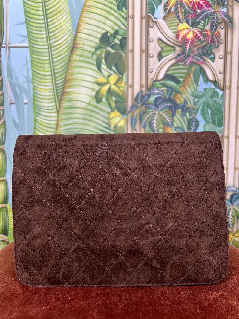 Chanel flap suede brown