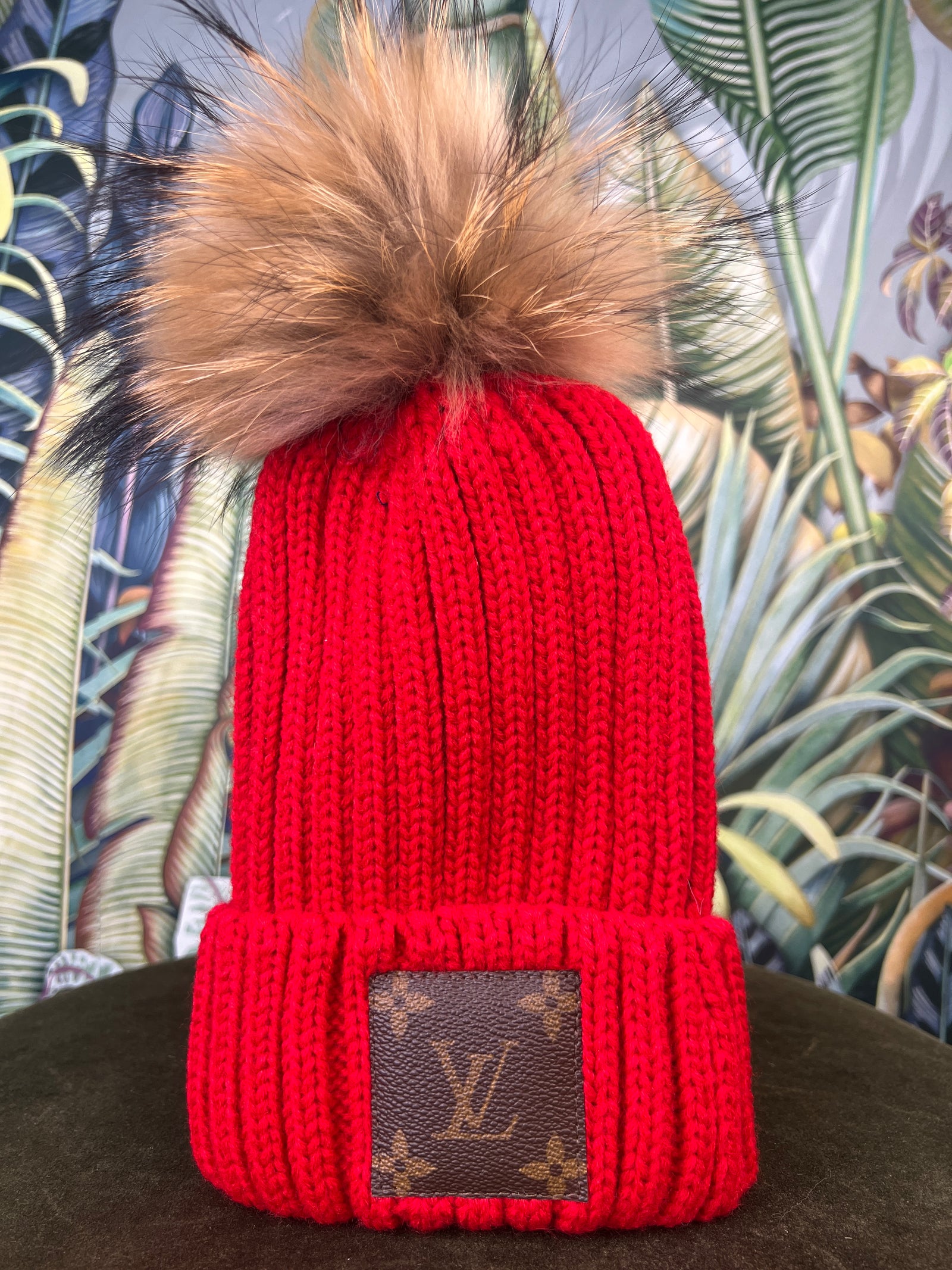 Repurposed LV Beanie red – A Piece Lux