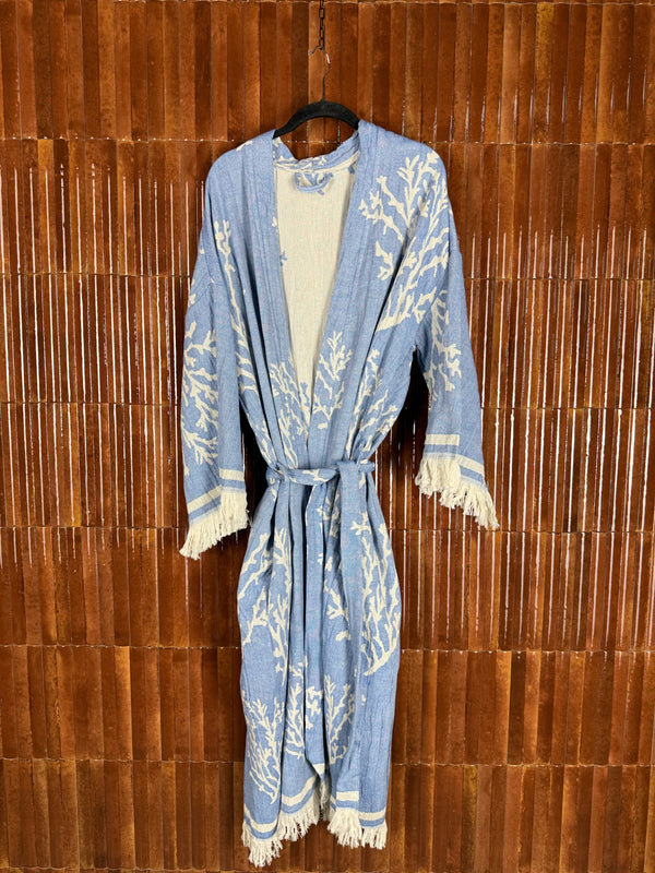 Amca cotton kaftan corallium blue