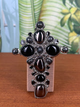 Chanel cross brooch black crystals