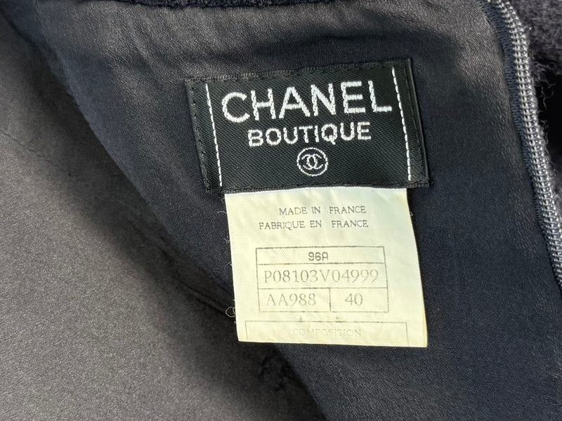 Chanel tweed set dark blue Fall 1996 fall collection
