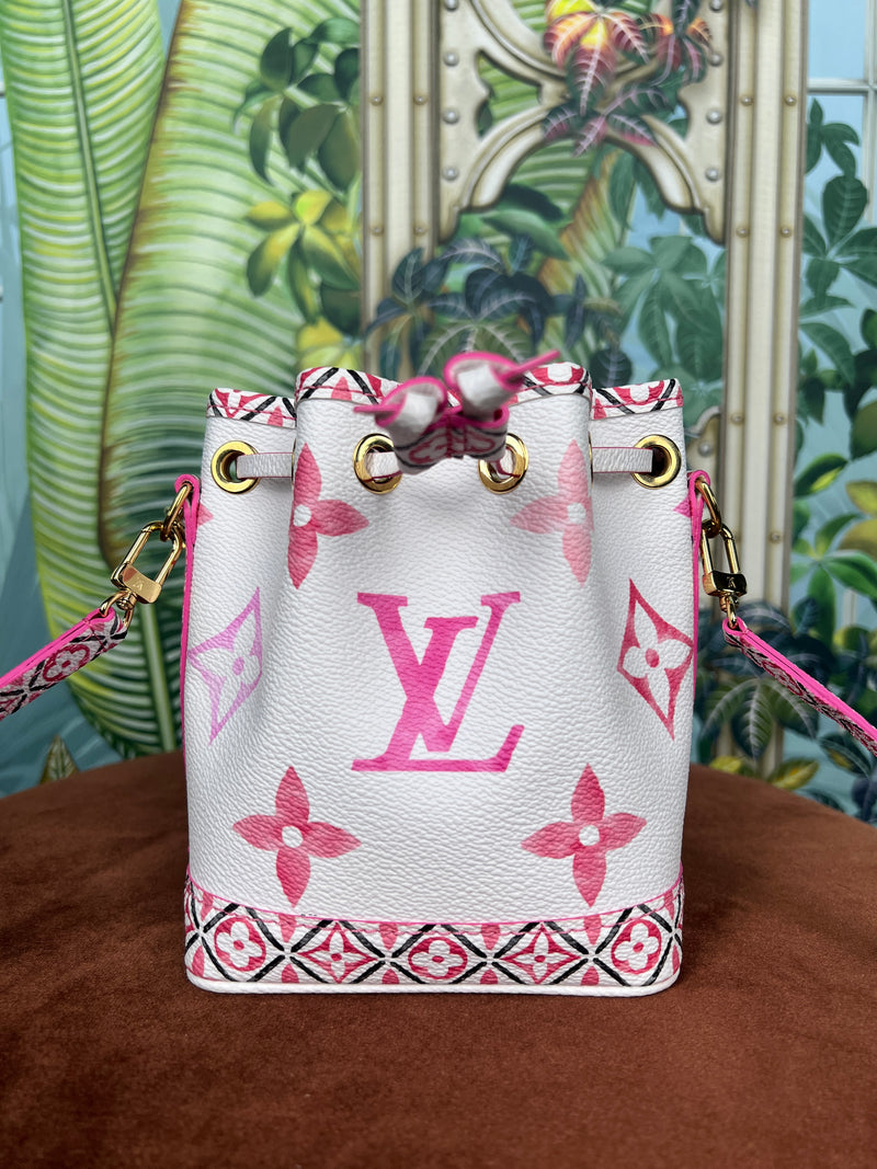 Louis Vuitton monogram watercolor Giant by the pool nano noe bucket bag