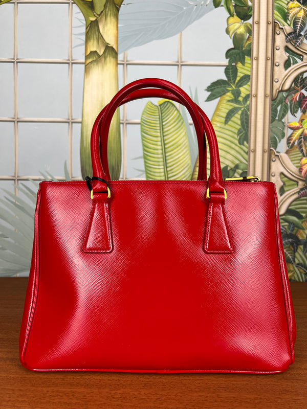 Prada Galleria bag red patent leather small