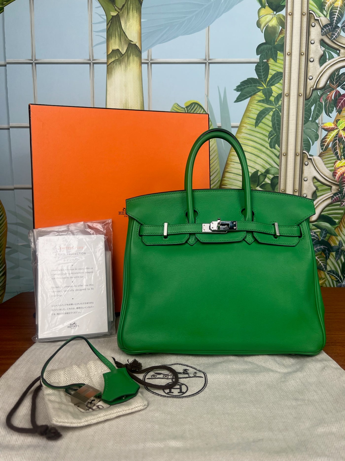 Hermès Birkin 25 retourne swift vert Menthe palladium hardware – A