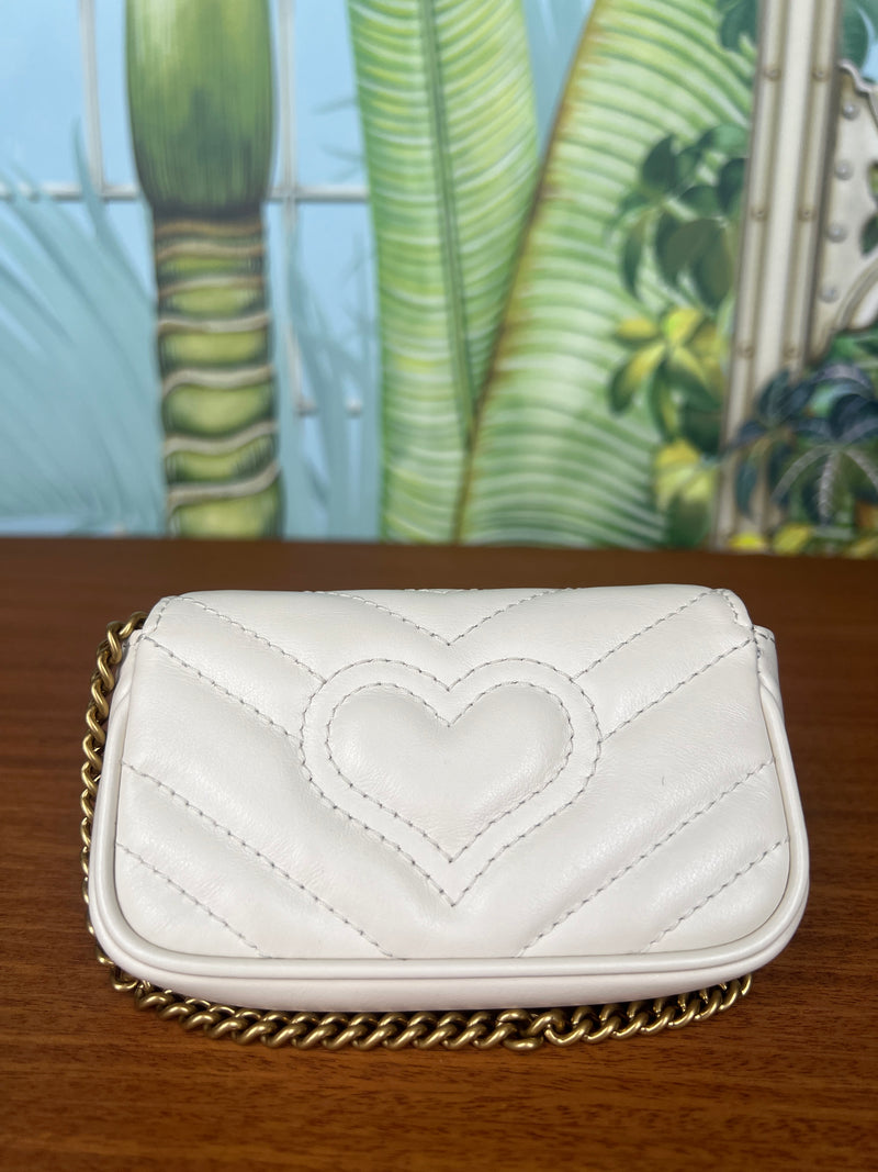 Gucci marmont cardholder/lipstick bag off white