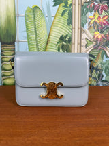 Celine teen triomphe bag shiny calfskin soft blue