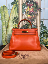 Hermés vintage Kelly 28 retourne orange