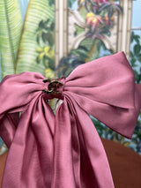 Repurposed hair clip bow silk pink