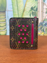Louis Vuitton perforated compact zip wallet purple, brown