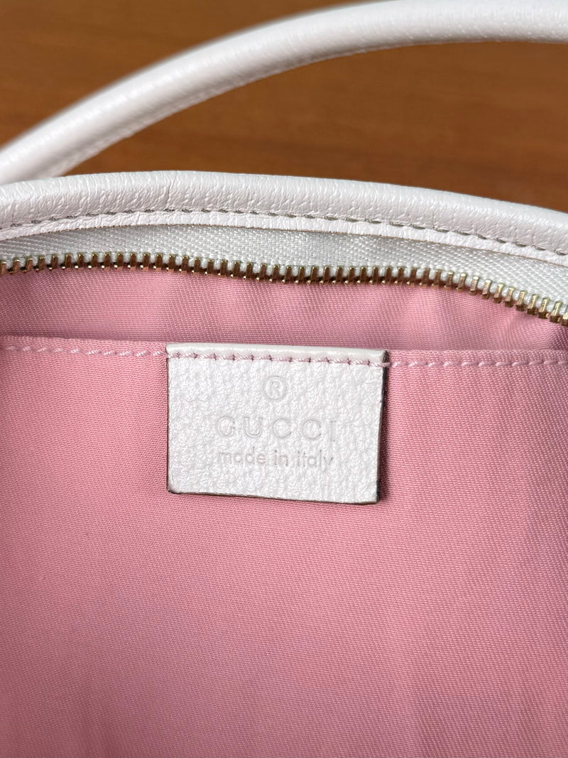 Gucci pink GG canvas Abby D ring baguette bag