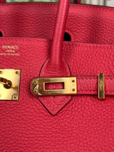 Hermès Birkin 25 retourne rouge Pivoine togo leather gold hardware
