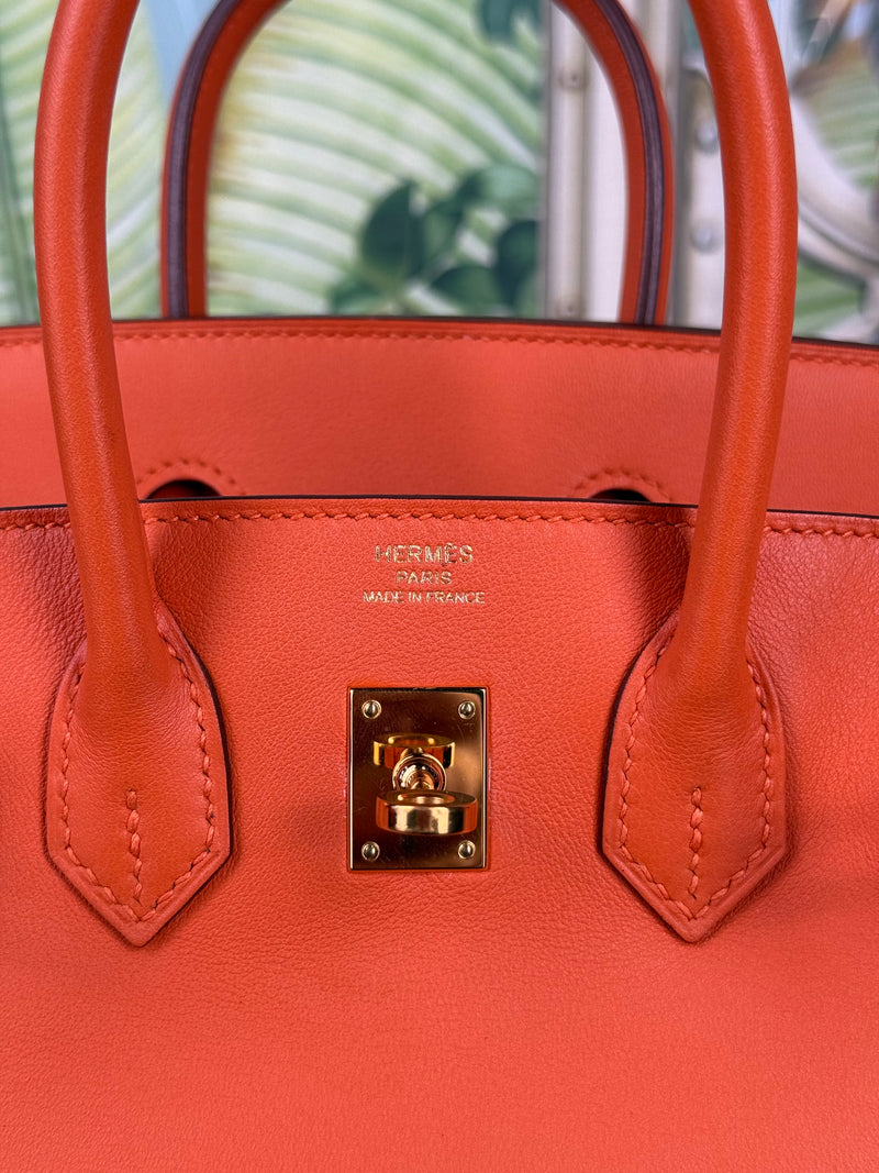 Hermès Birkin 25 retourne swift Leather Orange gold hardware
