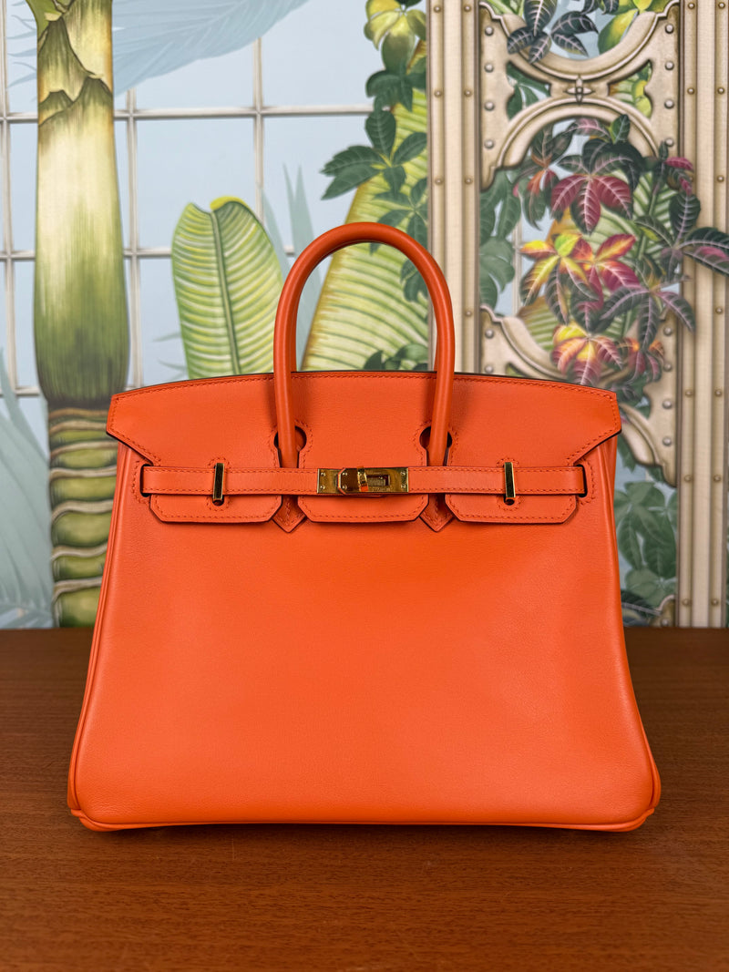 Hermès Birkin 25 retourne swift Leather Orange gold hardware