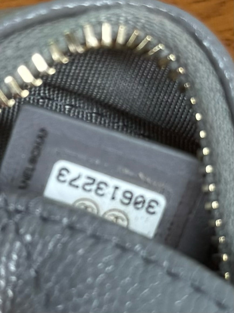 Chanel round quilted caviar leather bag grey