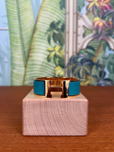 Hermès Clic Clac H Bracelet Bleu canard, gold