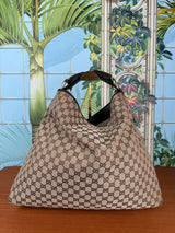 Gucci Monocram Horsebit Guccissima Canvas Hobo Bag