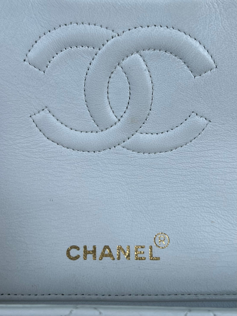 Chanel mini classic single flap bag white