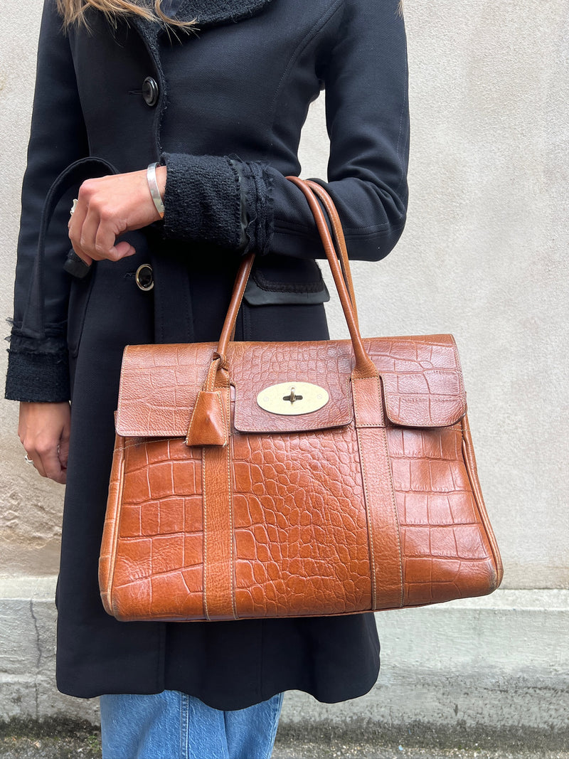 Mulberry bayswater brown croc