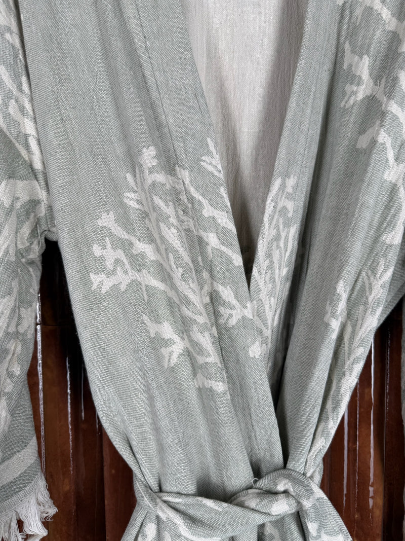 Amca cotton kaftan corallium green